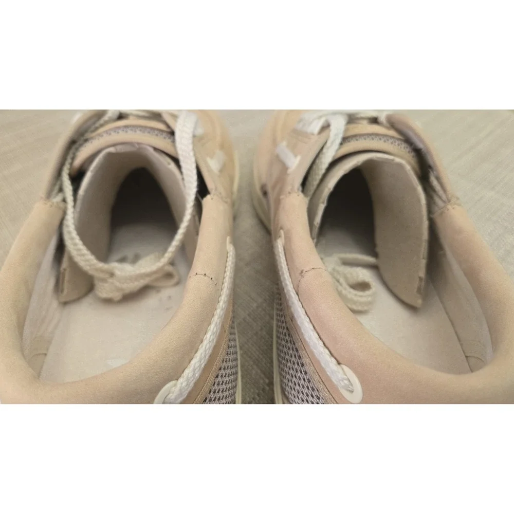 Sperry Top-Sider 2-Eye Men's Boat Shoes Beige Leather Mesh Cream Sole Size 11.5